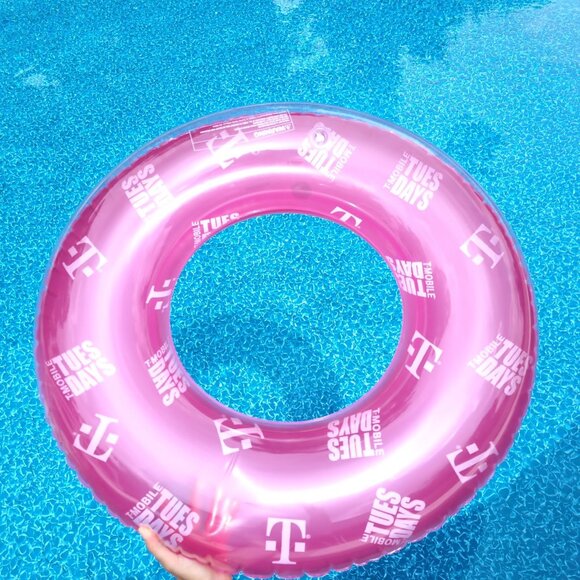 T-Mobile Tuesdays Logo Pink & Transparent Collectible Pool Ring Float Tube - New - Picture 1 of 13